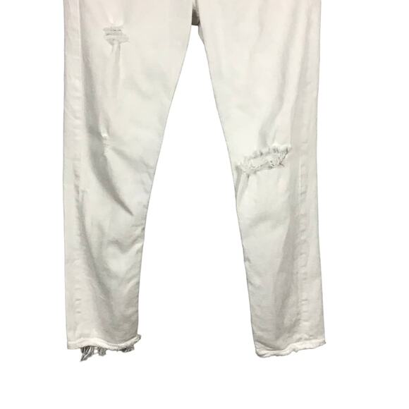 AGOLDE Isabel Mid Rise Prism White Distressed Raw Hem Slim Straight Jeans sz 27 - Picture 6 of 13